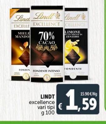 Deco Supermercati Lindt excellence vari tipi g 100 offerta