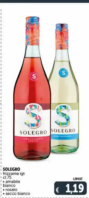 Deco Supermercati Solegro frizzante igt cl 75 amabile bianco rosato secco bianco offerta