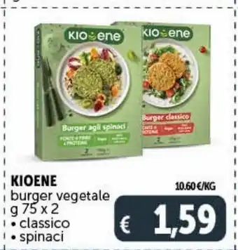 Deco Supermercati Kio-ene burger vegetale g 75 x 2 classico spinaci offerta