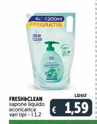 Deco Supermercati Fresh&clean sapone liquido ecoricarica vari tipi l 1.2 offerta