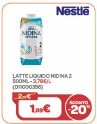 Bimbo Store Latte liquido nidina 2 500ml offerta
