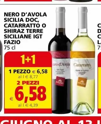 Nero d'avola sicilia doc catarratto o shiraz terre siciliane igt fazio