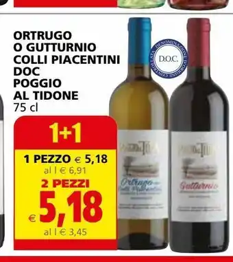 Il Gigante Vino ortrugo o gutturnio colli piacentini doc poggio al tidone offerta