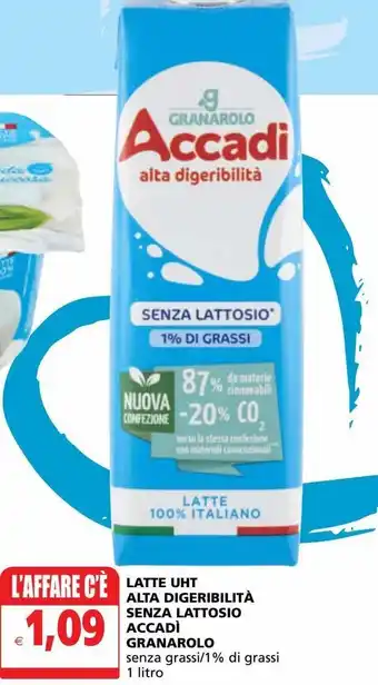 Latte uht alta digeribilità senza lattosio accadì granarolo