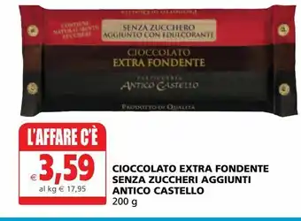 Il Gigante Cioccolato extra fondente senza zuccheri aggiunti antico castello 200g offerta