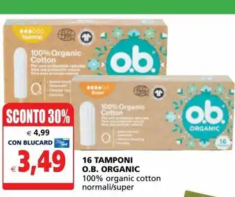 16 tamponi o.b. organic 100% organic cotton normali/super