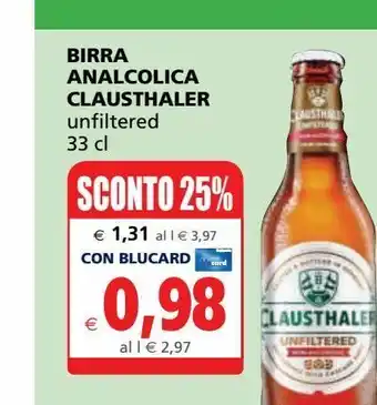 Birra analcolica clausthaler unfiltered 33 cl