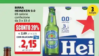 Il Gigante Birra heineken 0.0 69 calorie conf da 3x33cl offerta