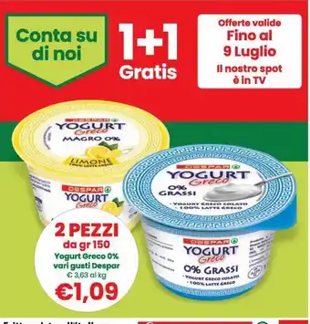 Despar Yogurt greco 0% vari gusti despar offerta