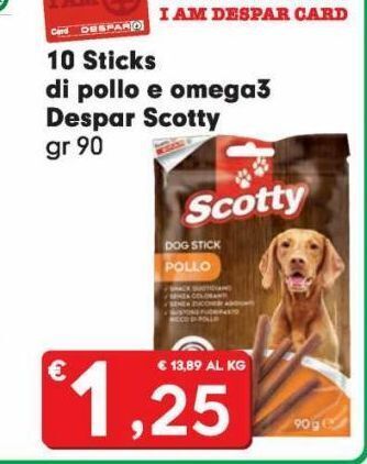 Despar 10 sticks di pollo e omega 3 despar scotty offerta