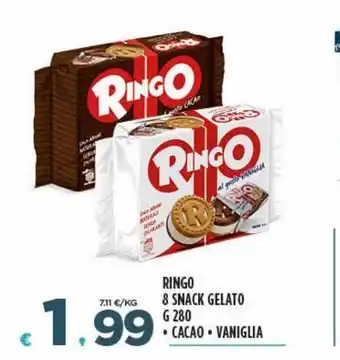 Ringo 8 snack gelato g 280 cacao / vaniglia
