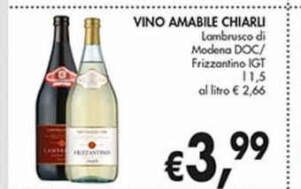 Supermercato Coal Vino amabile chiarli offerta