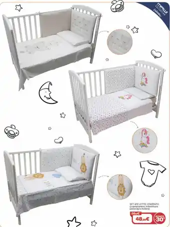 Set 4 pz letto stampato