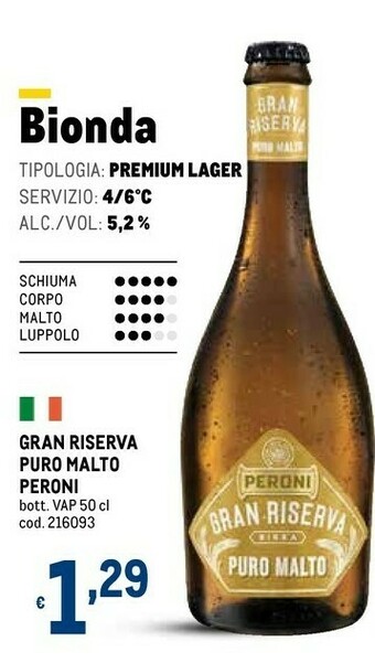 Metro Peroni Birra offerta