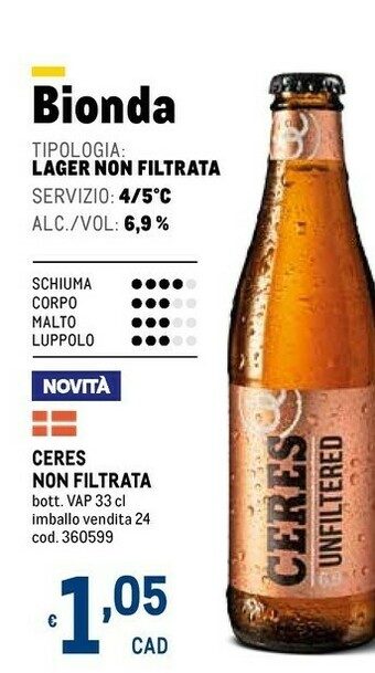 Metro Ceres Birra offerta