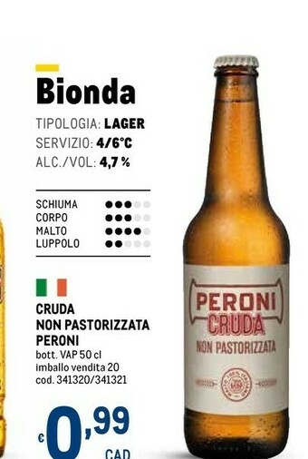 Metro Peroni Birra offerta