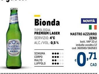 Metro Nastro Azzurro Birra offerta