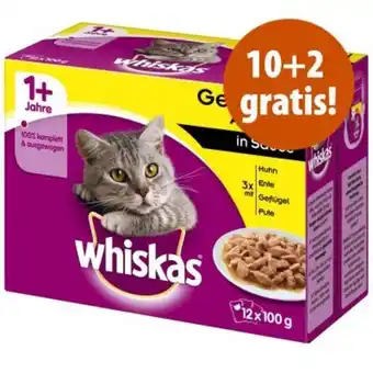 10 + 2 gratis! 12 x 100 g whiskas buste