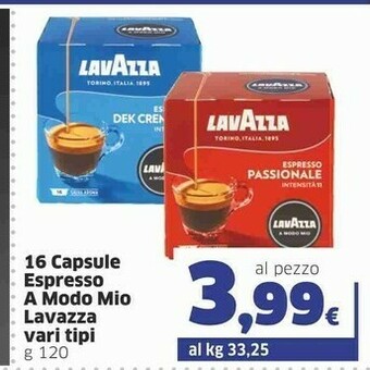 Sigma Lavazza 16 Capsule Espresso A Modo Mio offerta