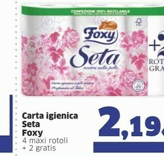 Sigma Foxy Carta Igienica Seta offerta