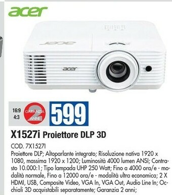 Wellcome Acer Proiettore offerta