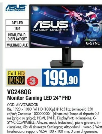 Wellcome Asus Monitor tv offerta