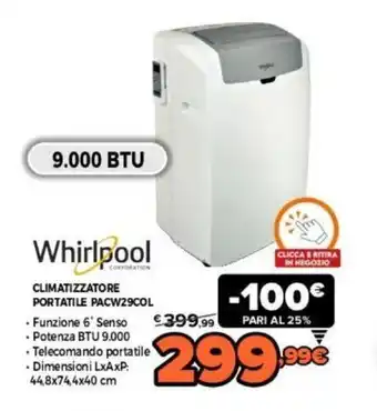 Expert Whirlpool Climatizzatore portatile PACW29COL offerta