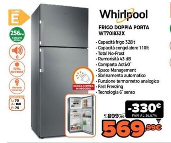 Expert Whirlpool Frigo doppia porta WT70I832X offerta