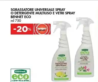 Bennet Bennet Eco Sgrassatore Universale Spray O Detergente Multiuso E Vetri Spray 750 Ml offerta