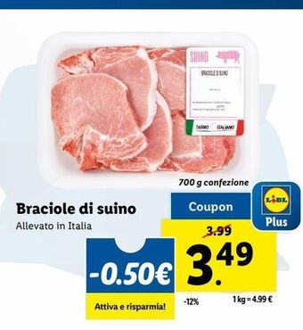Lidl Braciole di suino 700g offerta