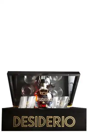 Ron desiderio xo 70cl (confezione deluxe in legno) con 4 bicchieri