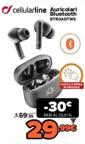 Expert Cellularline Auricolari Bluetooth BTROADTWS offerta