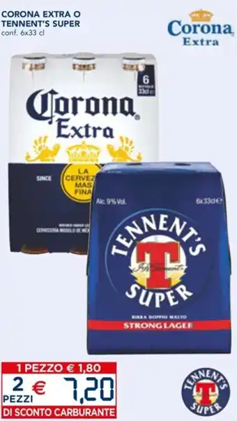Esselunga Corona Extra o Tennent's Super 6x33 cl offerta