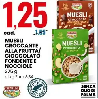 Eurospin Muesli Croccante alla frutta/cioccolato fondente e nocciole 375 g offerta