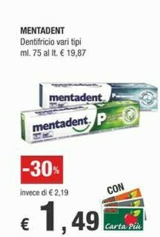 Crai Mentadent Dentifricio offerta