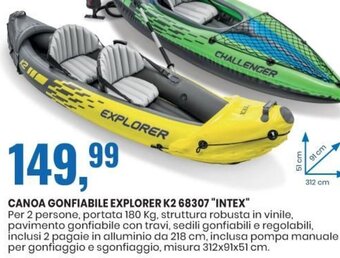 Eurospin Canoa Gonfiabile Explorer K2 68307 Intex offerta