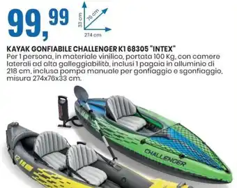 Eurospin Kayak Gonfiabile Challenger K1 68305 Intex offerta