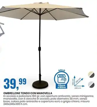 Eurospin Ombrellone Tondo con Manovella offerta