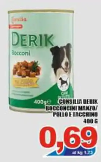 Sacoph Consilia Derik Bocconcini Manzo/Pollo e Tacchino 400 g offerta