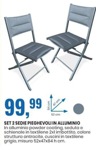 Eurospin Set 2 Sedie Pieghevoli in Alluminio offerta