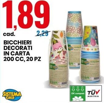 Eurospin Bicchieri Decorati in Carta 200 cc. 20 pz offerta