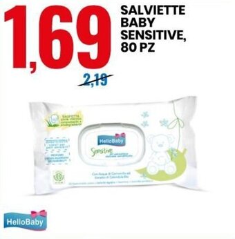 Eurospin Hello Baby Salviette Baby Sensitive 80 pz offerta