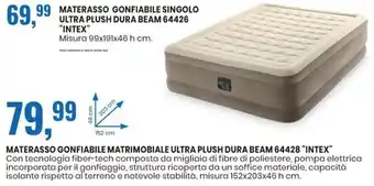 Eurospin Intex Materasso Gonfiabile Matrimobiale Ultra Plush Dura Beam 64428 offerta