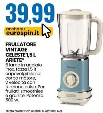 Eurospin Frullatore Vintage Celeste 1,5 L Ariete offerta