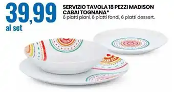 Eurospin Servizio Tavola 18 Pezzi Madison Cabait Tognana offerta