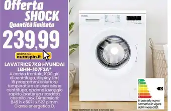 Eurospin Hyundai Lavatrice 7KG LBHN-107F2A offerta