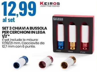 Eurospin Keiros Set 3 Chiavi a Bussola per Cerchioni in Lega 1/2 offerta
