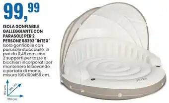 Eurospin Intex Isola Gonfiabile Galleggiante con Parasole per 2 Persone 58292 offerta