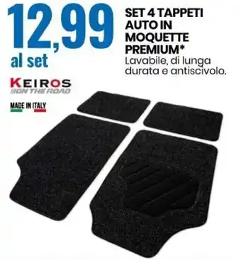 Eurospin Keiros Set 4 Tappeti Auto in Moquette Premium offerta