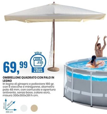 Eurospin Ombrellone Quadrato con Palo in Legno offerta